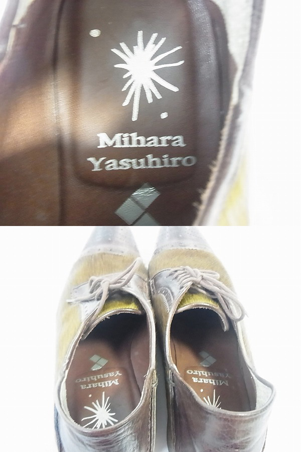 実際に弊社で買取させて頂いたミハラヤスヒロ/MIHARAYASUHIRO レザー/毛 シューズ ブラウン/26の画像 2枚目