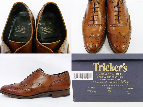 実際に弊社で買取させて頂いたTricker's/トリッカーズ AntiqueMarron M7004 ウィングチップ茶の画像 2枚目