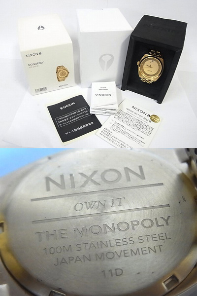 実際に弊社で買取させて頂いたNIXON/ニクソン THE MONOPOLY/モノポリー 金ゴールド/腕時計の画像 2枚目