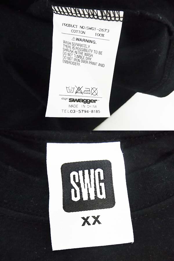 実際に弊社で買取させて頂いたswagger/スワッガー SWGT-2673 プリント Tシャツ XXL ブラックの画像 2枚目