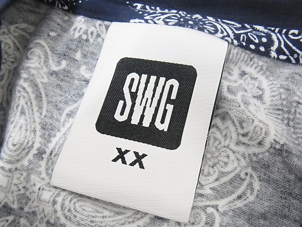 実際に弊社で買取させて頂いたSWAGGER/スワッガー Tシャツ XXL SWGSSH-339 総柄　ペイズリー 紺の画像 2枚目