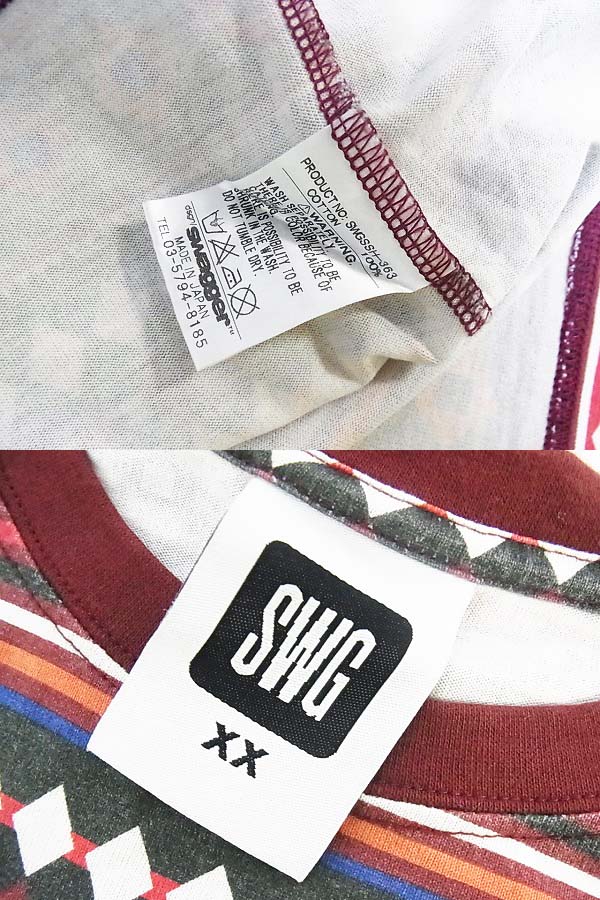 実際に弊社で買取させて頂いたswagger/スワッガー SWGSSH-363 総柄 Tシャツ XXL レッドの画像 2枚目