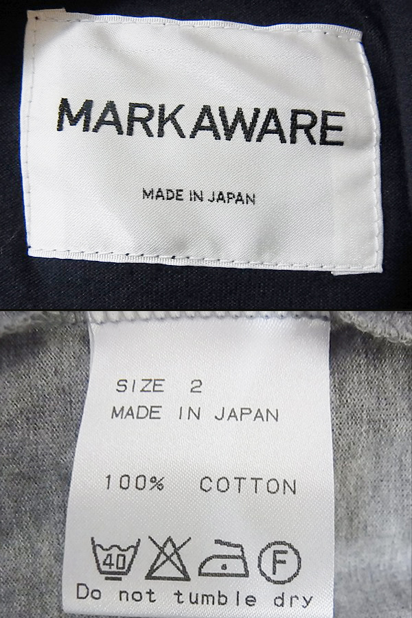 実際に弊社で買取させて頂いたMARKAWARE/マーカウェア　バイカラーTシャツ ネイビー×灰 2の画像 2枚目