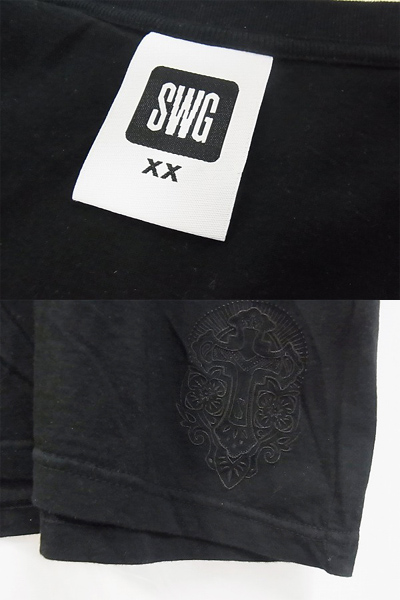 実際に弊社で買取させて頂いたSWAGGER/スワッガー Tシャツ XXL SWGSSH-349　刺繍　黒の画像 2枚目