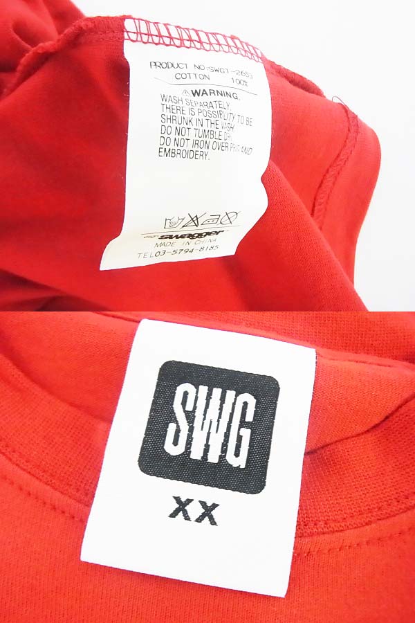 実際に弊社で買取させて頂いたswagger/スワッガー SWGT-2653 プリントTシャツ XXL レッドの画像 2枚目