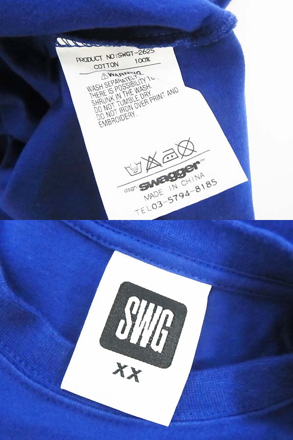 実際に弊社で買取させて頂いたswagger/スワッガー SWGT-2625 プリント Tシャツ XXL ブルーの画像 2枚目