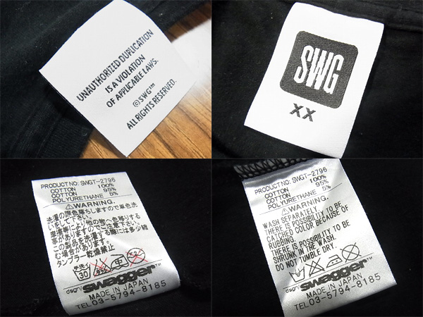 実際に弊社で買取させて頂いたSWAGGER/スワッガー Tシャツ XX SWGT-2796 KILLS 91 黒の画像 2枚目