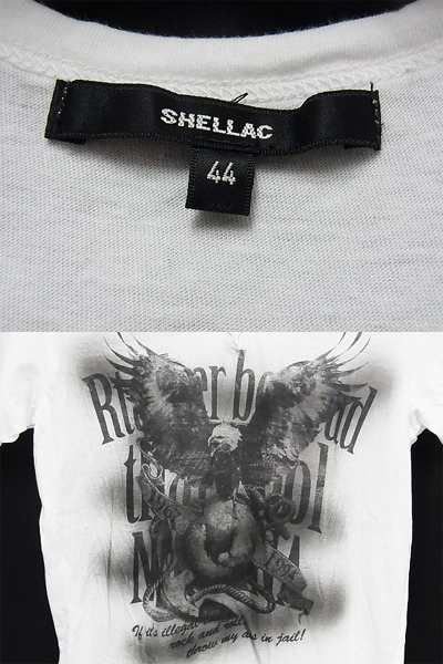 実際に弊社で買取させて頂いたSHELLAC/シェラック Ｖネック　Tシャツ　鷲柄　44の画像 1枚目