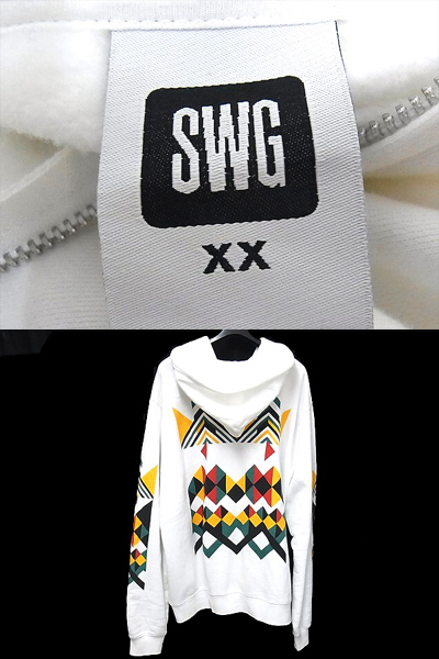 実際に弊社で買取させて頂いたSWAGGER/スワッガー ホワイト/白 パーカー/服 メンズ XXの画像 1枚目