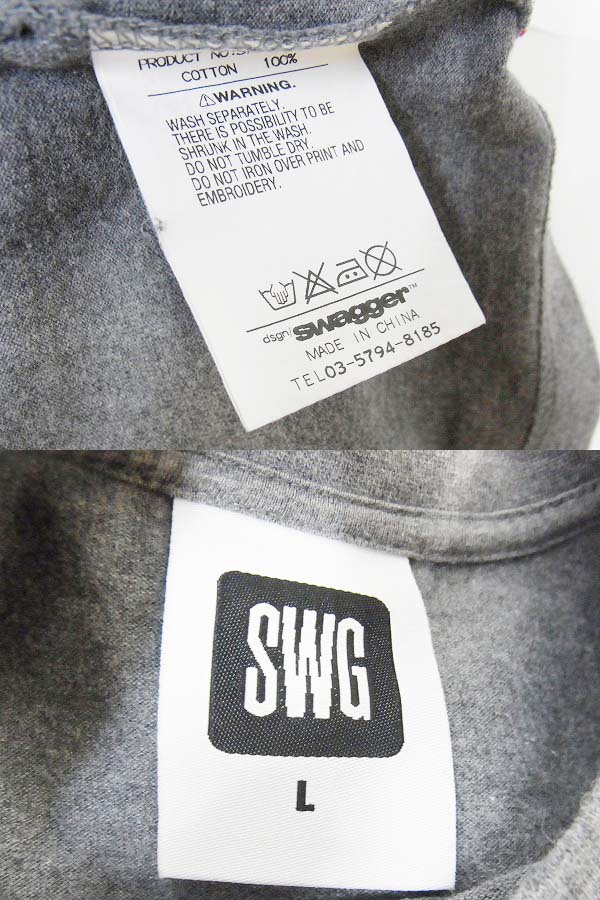 実際に弊社で買取させて頂いたSWAGGER/スワッガー 前面プリント 半袖Tシャツ L グレー/灰の画像 2枚目