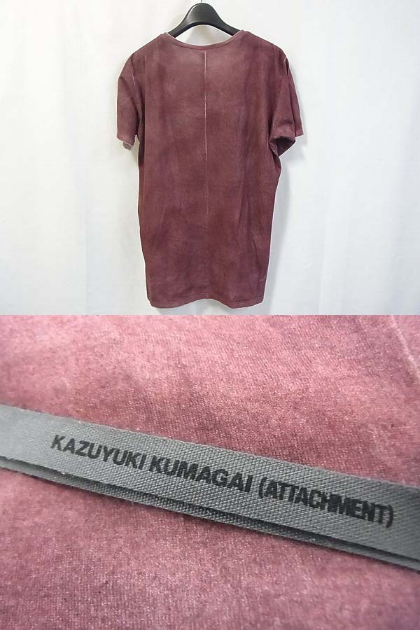 実際に弊社で買取させて頂いたATTACHMENT/アタッチメント KAZUYUKI KUMAGAI 半袖Tシャツ 2 赤の画像 1枚目