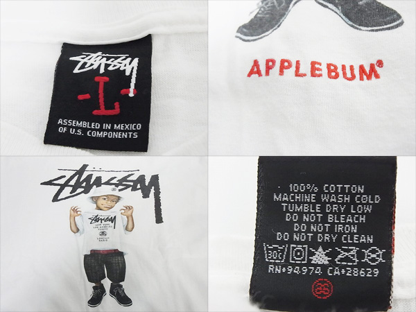 実際に弊社で買取させて頂いたSTUSSY/ステューシー APPLEBUM WORLD TOUR Tee KIDS TシャツL
の画像 2枚目