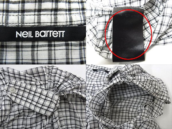 実際に弊社で買取させて頂いたNEIL BARRETT/ニールバレット チェックシャツ ホワイト系 XSの画像 2枚目