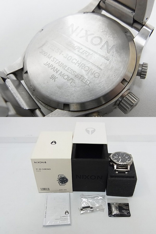 実際に弊社で買取させて頂いたNIXON/ニクソン THE51-30　NA083000 クロノグラフ/腕時計 銀黒の画像 2枚目