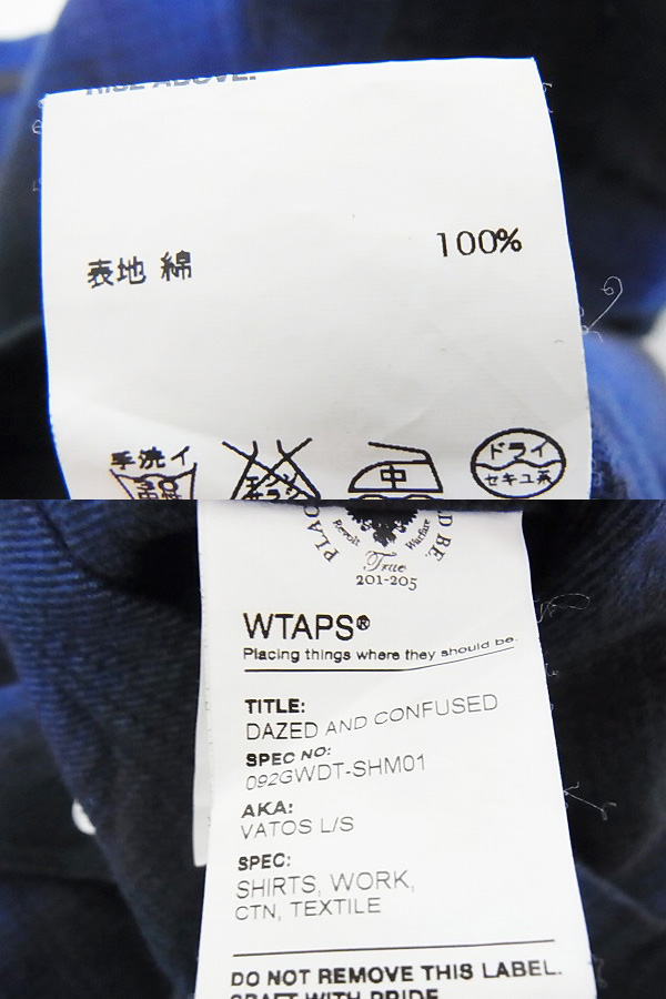 WTAPS/ダブルタップス 09AW チェックネルシャツ キムタク着の買取実績