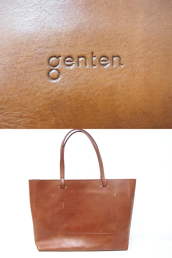 実際に弊社で買取させて頂いたgenten/ゲンテン　レザートートバッグ/鞄 キャメル/茶の画像 1枚目