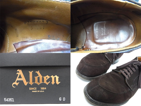 実際に弊社で買取させて頂いたALDEN/オールデン ビームス別注 カーフスウェードVチップ/54351 6Dの画像 2枚目