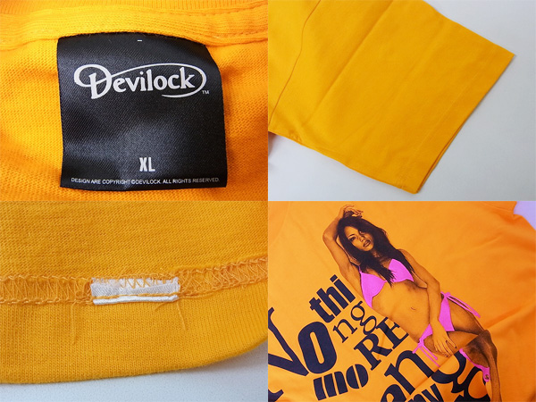 実際に弊社で買取させて頂いたDEVILOCK/デビロック×RIO フォトプリントTシャツ オレンジ/XLの画像 2枚目