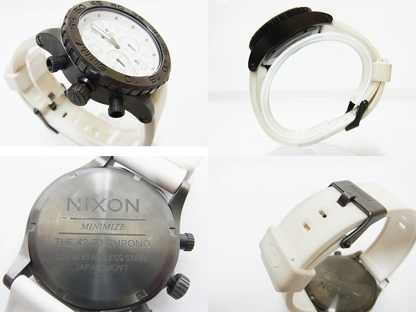 実際に弊社で買取させて頂いたNIXON/ニクソン THE 42-20 CHRONO ラバーベルト 腕時計 白×黒の画像 1枚目