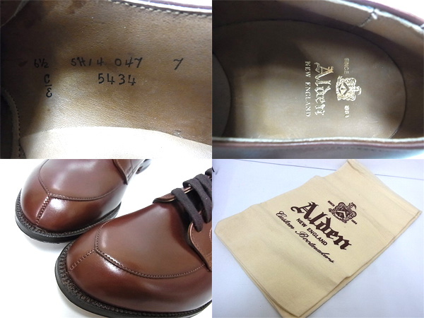 実際に弊社で買取させて頂いたAlden/オールデン ビジネスシューズ Vチップ/5434 ブラウン6.5Eの画像 2枚目