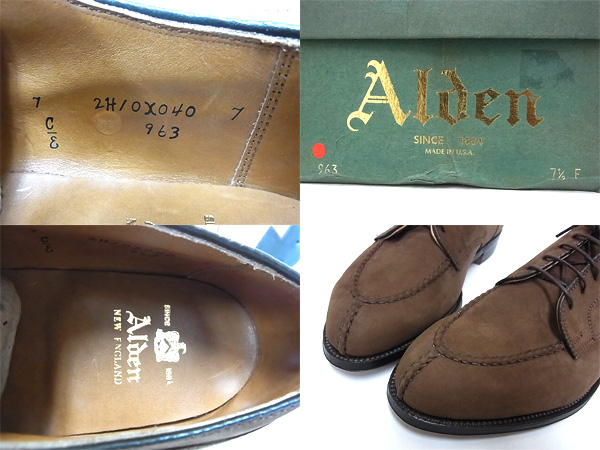 実際に弊社で買取させて頂いたAlden/オールデン カーフスキンVチップビジネスシューズ/963 7の画像 2枚目