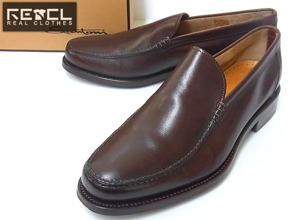 実際に弊社で買取させて頂いたSANTONI/サントーニ ローファーシューズ レザー/ブラウン 8,1/2