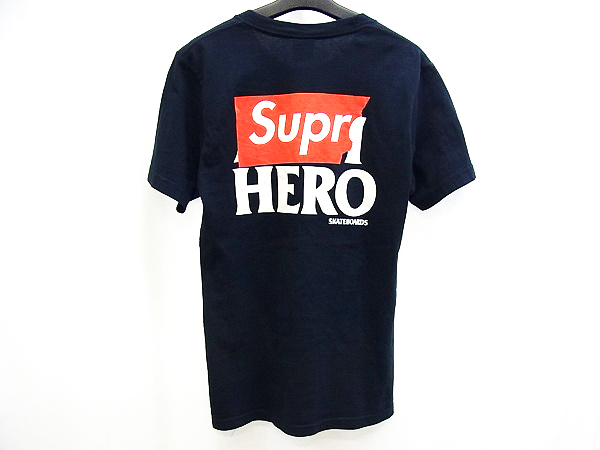 実際に弊社で買取させて頂いたSUPREME×ANTI HERO 14SS ポケット付き半袖Tシャツ ネイビー Sの画像 1枚目