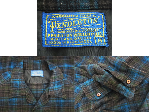 実際に弊社で買取させて頂いたPENDLETON/ペンドルトン バージンウールチェックシャツ/青/Mの画像 2枚目