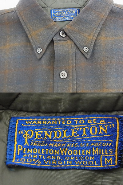 実際に弊社で買取させて頂いたPENDLETON/ペンドルトン ボタンダウン長袖シャツ ウール 茶 Mの画像 2枚目