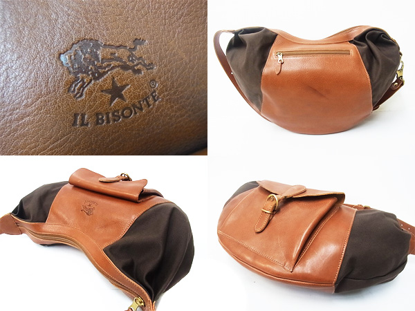 実際に弊社で買取させて頂いたIL BISONTE/イルビゾンテ コンビレザー三日月型ショルダーバッグの画像 1枚目