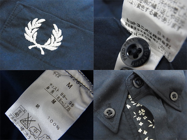 実際に弊社で買取させて頂いたFRED PERRY/フレッドペリー 長袖ボタンダウンシャツ ネイビー Mの画像 2枚目