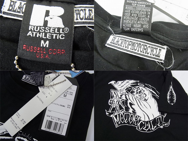 実際に弊社で買取させて頂いた未使用/RUSSELL ATHLETIC×BLACKTOP MOTORECYLCE コラボTシャツMの画像 2枚目