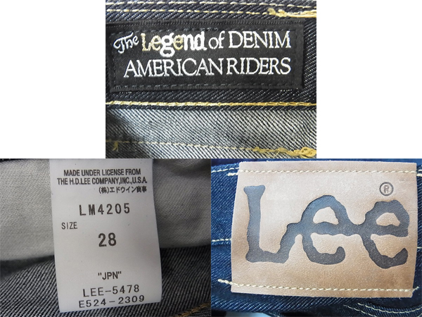 実際に弊社で買取させて頂いた Lee/リー LM4205/アメリカンライダース デニムパンツ 青 28の画像 2枚目