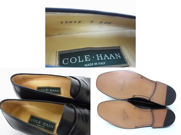 実際に弊社で買取させて頂いたCOLE HAAN/コールハーン コインローファー/11513 革靴 黒 7Mの画像 2枚目