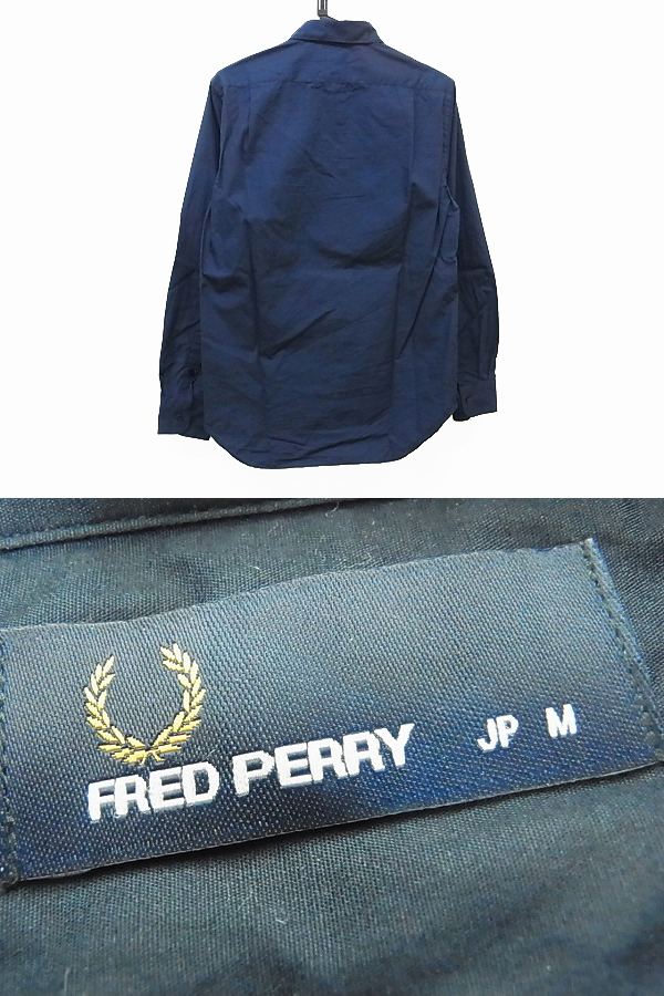 実際に弊社で買取させて頂いたFRED PERRY/フレッドペリー 長袖ボタンダウンシャツ ネイビー Mの画像 1枚目