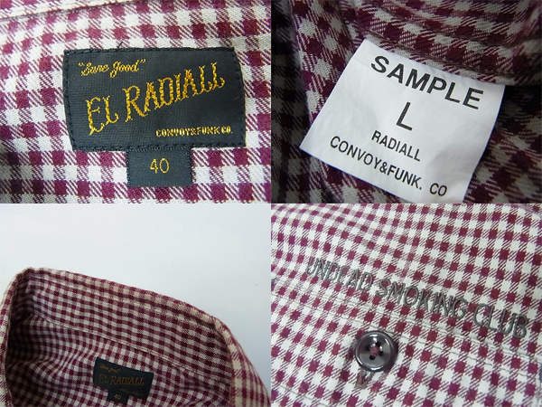 実際に弊社で買取させて頂いたEL RADIALL/ラディアル 長袖ギンガムチェックシャツ ボルドー40の画像 2枚目