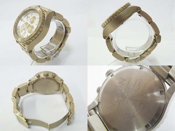 実際に弊社で買取させて頂いたNIXON/ニクソン THE 42-20 CHRONO/A037-1219 クロノ/ゴールドの画像 1枚目