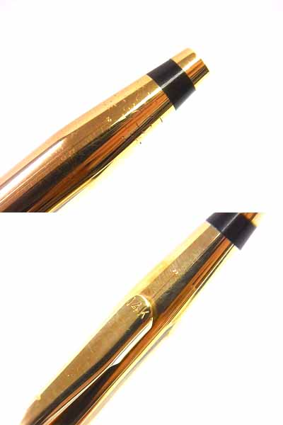 実際に弊社で買取させて頂いたCROSS/クロス 14K-GOLD ボールペン ゴールド 回転式/青インクの画像 1枚目