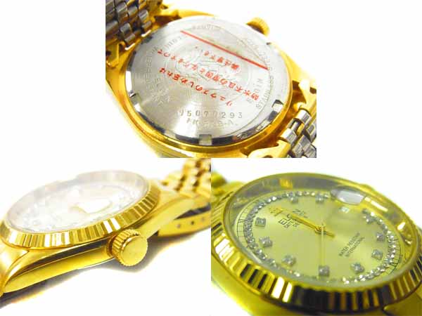 実際に弊社で買取させて頂いたELGIN/エルジン DATE QUARTZ DELUXE/FK-329-A 腕時計 ゴールドの画像 2枚目