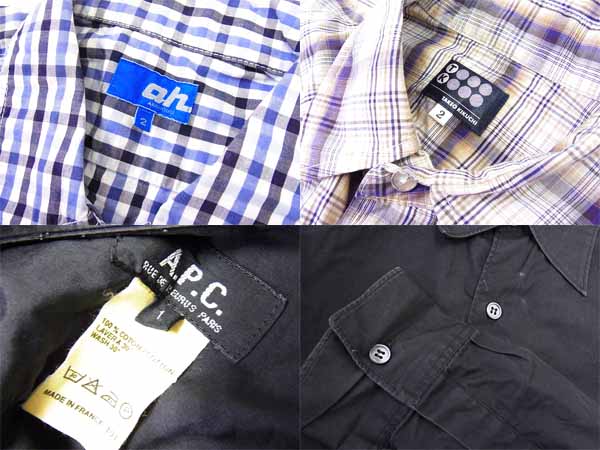 実際に弊社で買取させて頂いたタケオキクチ/A.P.C.他 長袖・半袖シャツ チェック/無地 3点SETの画像 2枚目