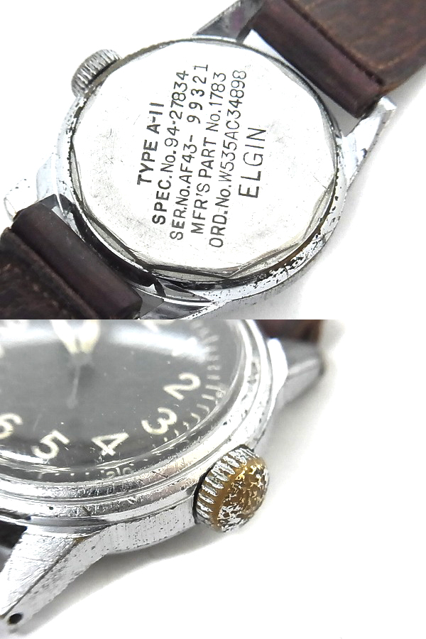 実際に弊社で買取させて頂いたELGIN/エルジン 1943 A-11/アンティークミリタリーウォッチの画像 1枚目