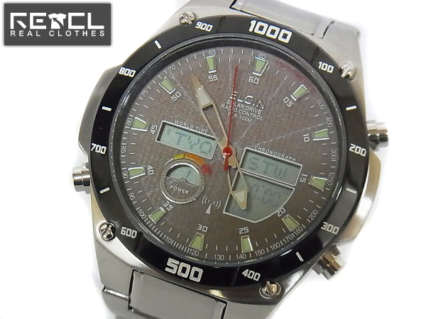 実際に弊社で買取させて頂いたELGIN/エルジン クロノグラフ ソーラー電波 腕時計 FK-1381S-AP