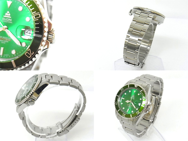 実際に弊社で買取させて頂いたELGIN/エルジン DEEPSEA/ダイバーズ 自動巻腕時計 緑FK-531N-SLの画像 1枚目