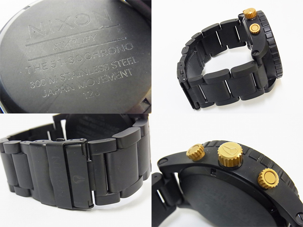 実際に弊社で買取させて頂いたNIXON 51-30 クロノ メタルブラック/ゴールド 腕時計/A083-1041の画像 2枚目