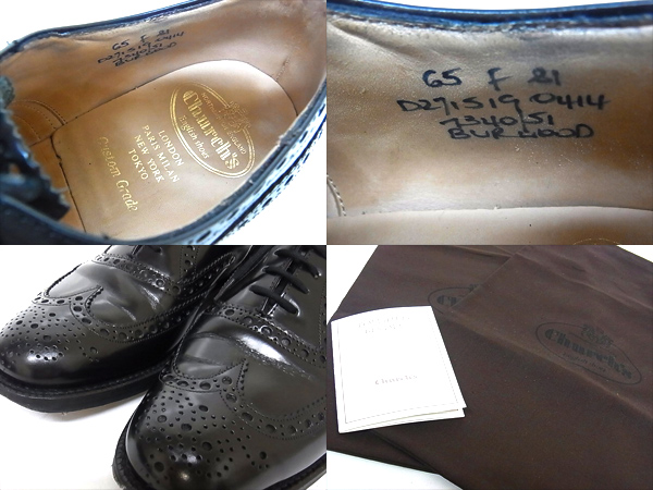 実際に弊社で買取させて頂いたCHURCH'S/チャーチ バーウッド81 ウイングチップ 7340/51 黒 65の画像 2枚目