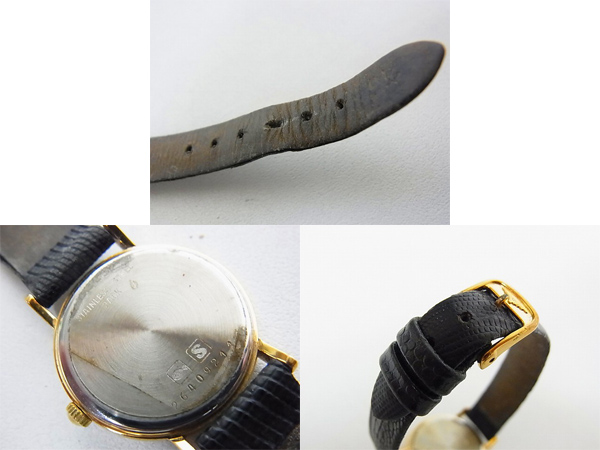 実際に弊社で買取させて頂いたlongines/ロンジン レザーバンド アナログ腕時計 金×黒の画像 2枚目