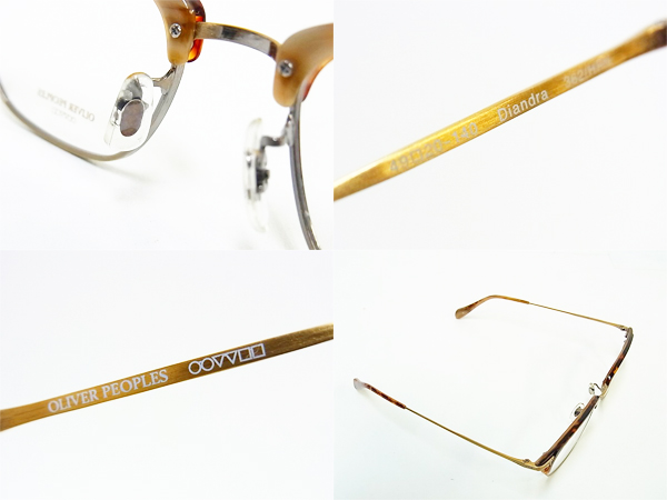 実際に弊社で買取させて頂いたOLIVER PEOPLES DIANDRA 伊達めがね/眼鏡 ゴールド×デミ柄の画像 1枚目