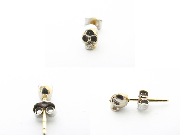 実際に弊社で買取させて頂いたロイヤルオーダー ROCK'N ROYAL Skull Studs ピアス K18WGの画像 1枚目