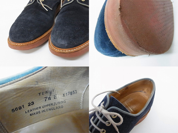 実際に弊社で買取させて頂いたCROCKETT&JONES TENBY ラウンドトゥ ダービーシューズ 紺 7.5の画像 2枚目