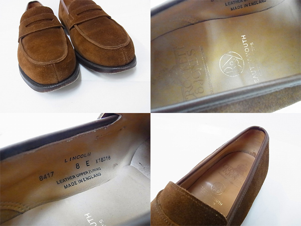 実際に弊社で買取させて頂いたCROCKETT&JONES×UNITED ARROWS B&Y スエードローファー8417/8Eの画像 2枚目